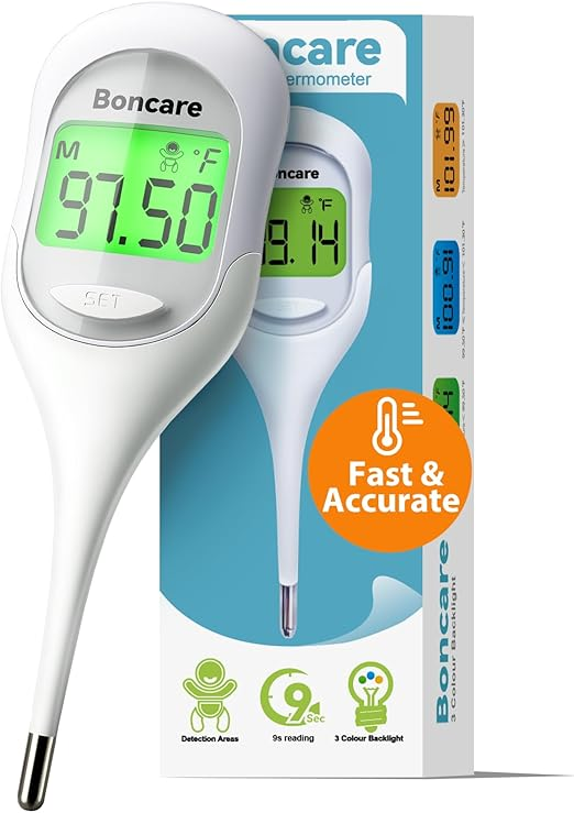 Boncare 9 Seconds Basal Body Thermometer – Accurate Oral & Rectal Thermometer for Adults