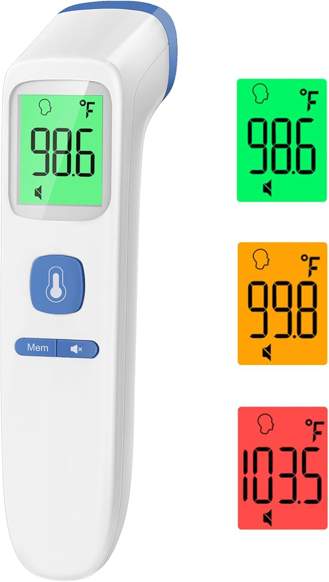 No-Touch Thermometer for Adults – Digital Infrared Thermometer with Fever Alarm, 1-Second Fast Reading, 2-in-1 Mode