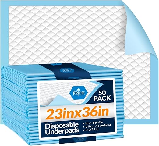 MED PRIDE Disposable Chux Pads 23in x 36in – Super Absorbent Bed Pads for Adult Incontinence