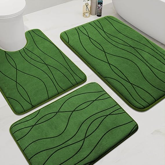 YIHOUSE 5-Piece Memory Foam Bathroom Rug Set – Ultra-Soft, Absorbent & Non-Slip Bath Mats