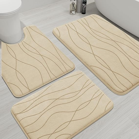 YIHOUSE 5-Piece Memory Foam Bathroom Rug Set – Ultra-Soft, Absorbent & Non-Slip Bath Mats