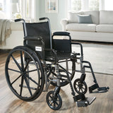 Black Lightweight Wheelchair, Steel, 18" W, 300-Lb Weight Capacity, 1 Ct