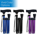 Folding Cane - Foldable Walking Cane with Adjustable Height - Collapsible and Lightweight - Soft Ergonomic Handle for Comfortable Grip - Portable Walking Stick for Mobility Aid