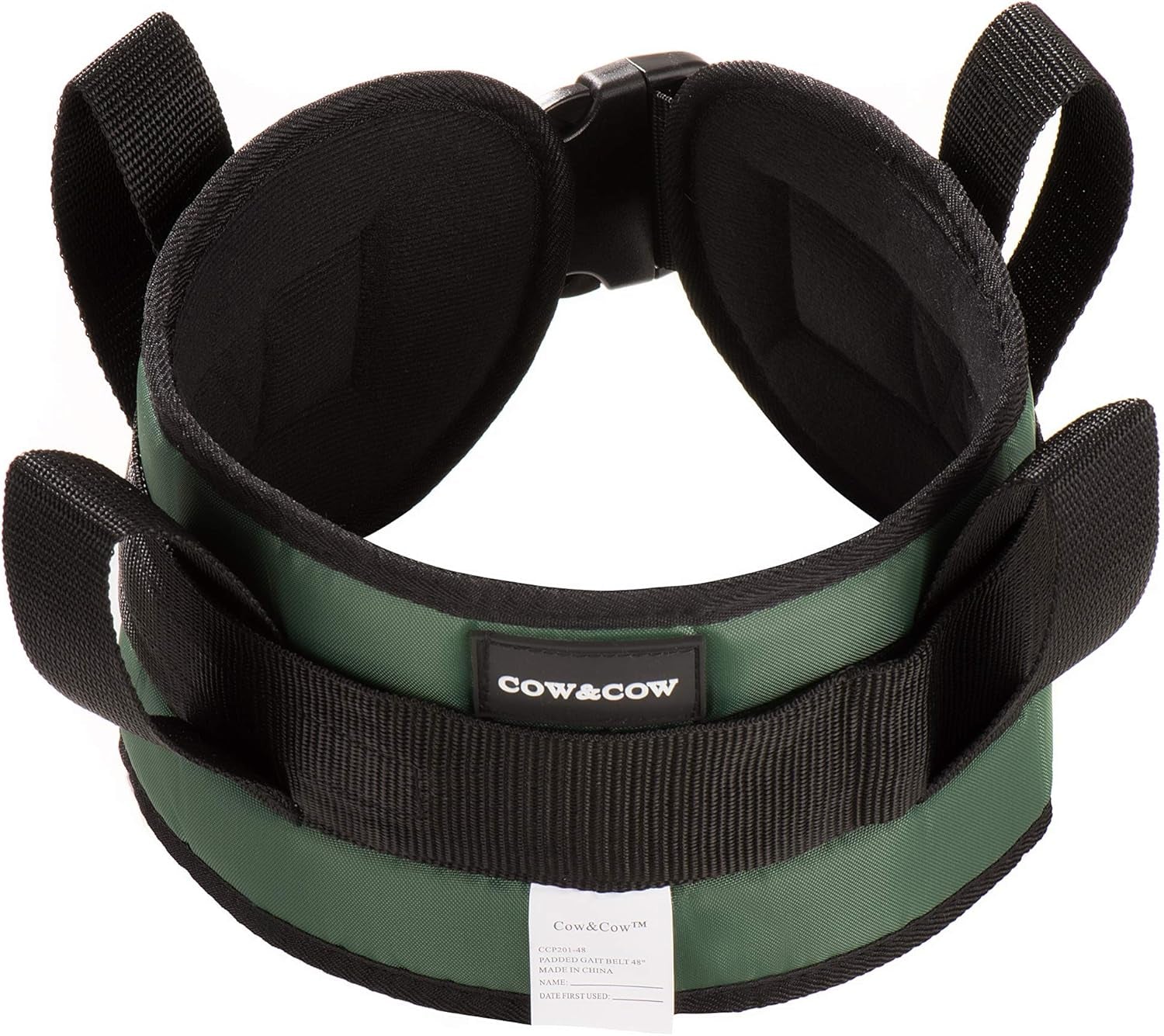 Padded Gait Belt with 4 Handles and Quick Release Buckle 5.5 Inchs(Green, M/28Inches-48Inches)
