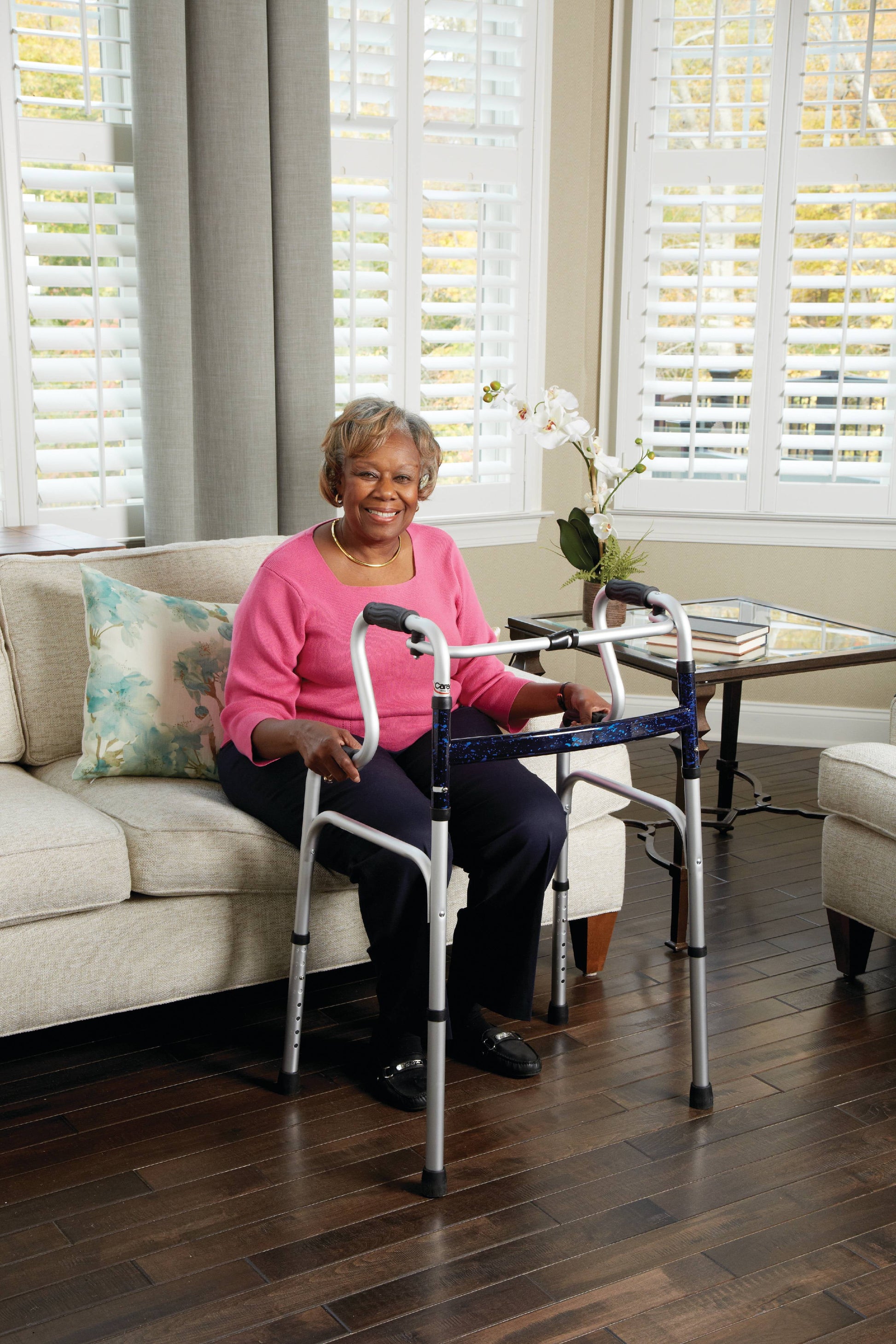 Aluminium Uplift Folding Walker with Adjustable Height, 300 Lb Weight Capacity