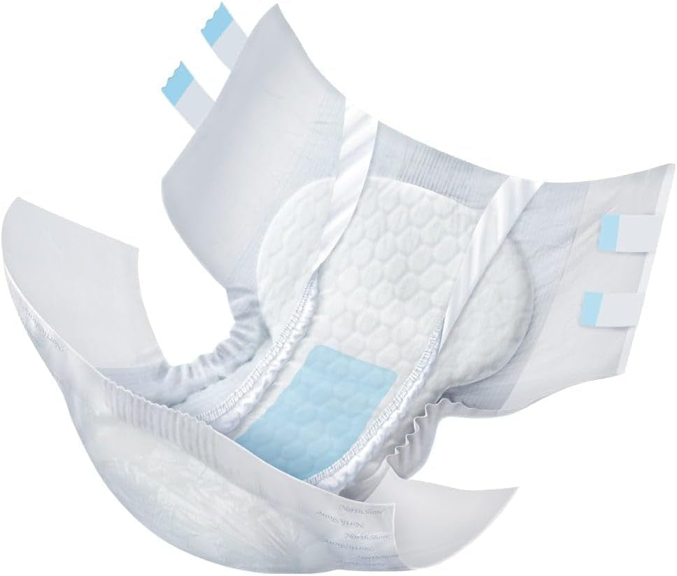 Megamax Adult Overnight Diapers, 12-Hour Tab-Style, Large, 10 Count Bag, White, 42-54 Inches, Unisex Incontinence Underwear