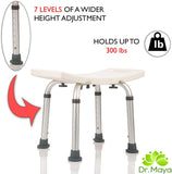 Dr Maya’S Adjustable Shower Chair with Free Grab Bar | Plastic Chair Bath Seat, Bathroom Chair | Shower Stool for inside Shower | Handicap Shower Chair | inside Shower Seat Bench, 300 Lb Capacity