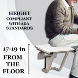 Folding Shower Chair for Elderly and Disabled | ADA Folding Shower Seat Wall Mounted Holds up to 600 Lbs | High Density Polymer Shower Chair for inside Shower 304 Stainless Steel | 34.5"X21” Left Hand