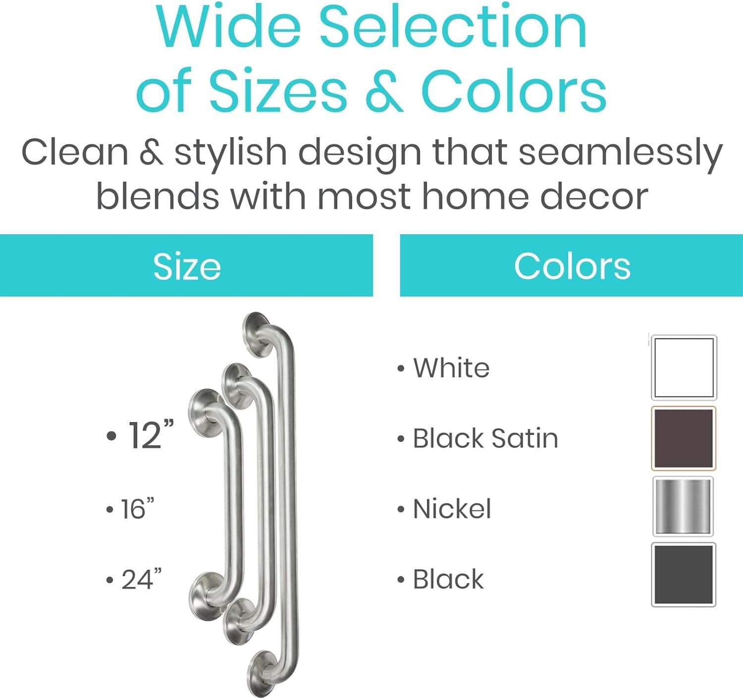 Grab Bar for Bathtubs and Showers - Handicap Bathroom Safety Handrail for Elderly - Wall Senior Rail Handle for Tub, Toilet, Bath