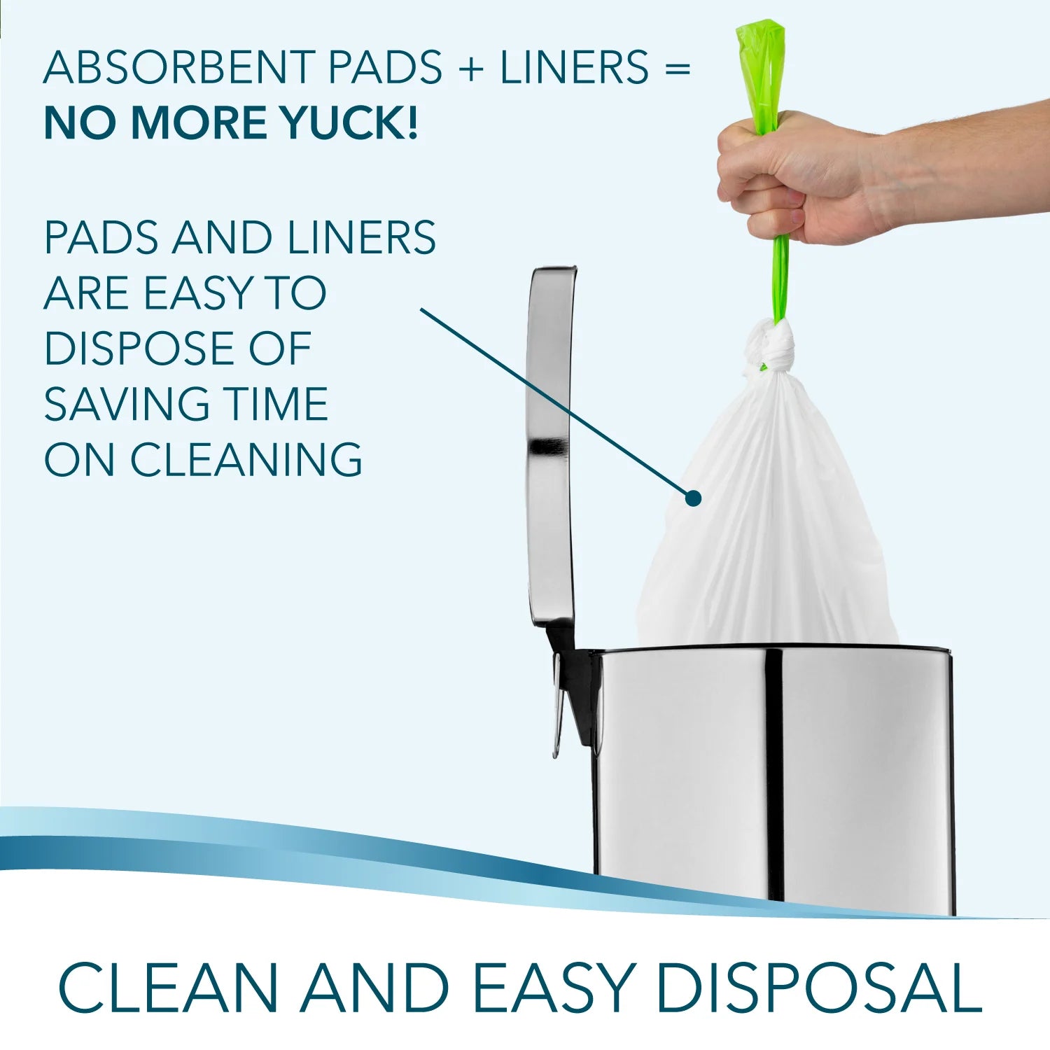 Tidycare Commode Liners with Absorbent Pads, Convenience Pack, 12 Liners and 12 Pads for Adult Bedside Commode