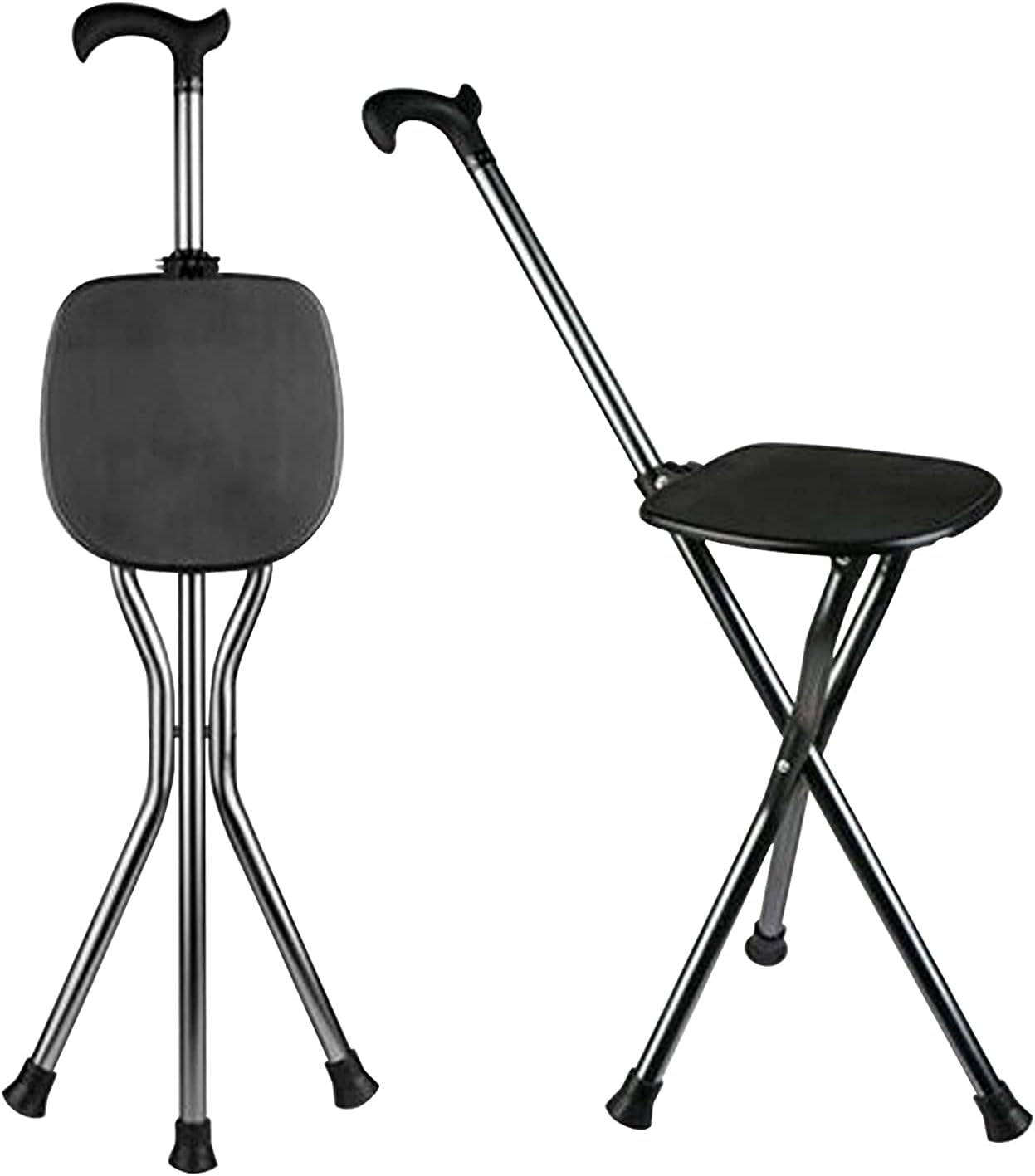 Hold 440 Lbs Folding Canes with Seat Walking Stick Height Adjustment Cane Seat Capacity Frosted Handle with Magnetic Therapy Stone Crutches Stool