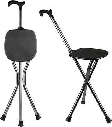 Hold 440 Lbs Folding Canes with Seat Walking Stick Height Adjustment Cane Seat Capacity Frosted Handle with Magnetic Therapy Stone Crutches Stool