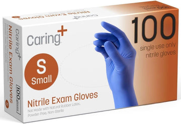 Caring Nitrile Exam Gloves – Blue, Powder-Free, Disposable, 90 Count